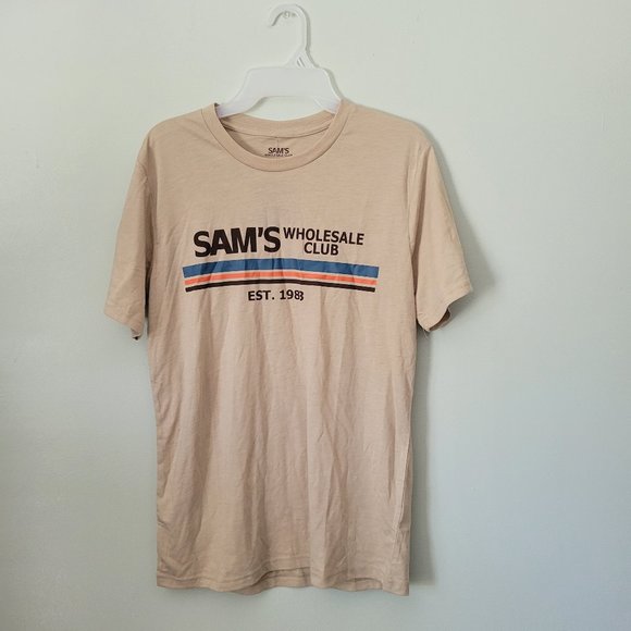 Sam's Wholesale Club Retro Tee Unisex Short Sleeve Beige T-Shirt NWT - Picture 1 of 3